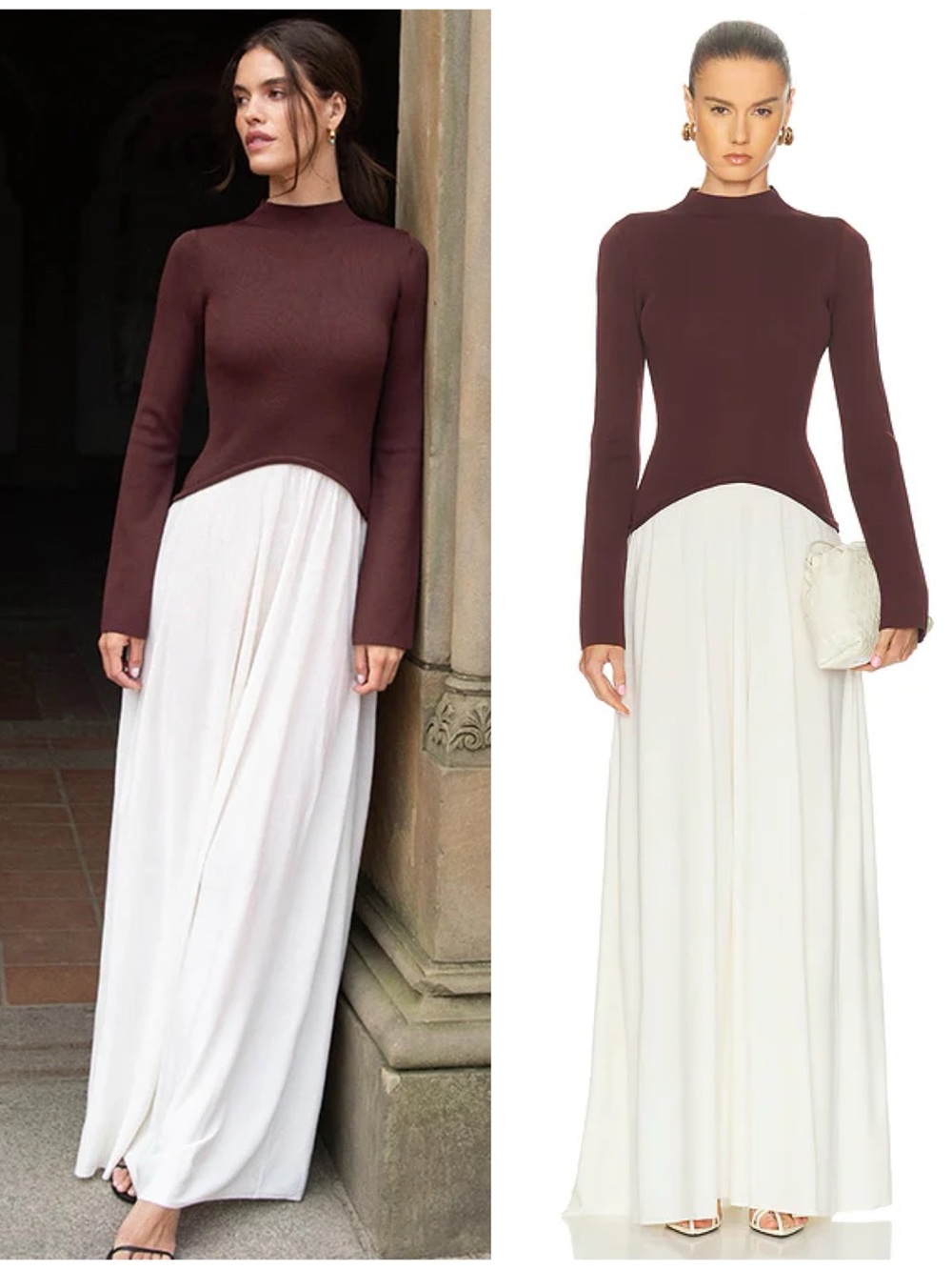Solid & Striped The Soglio Long Sleeve Maxi Sweater Dress in Raisin Brown Sz XS